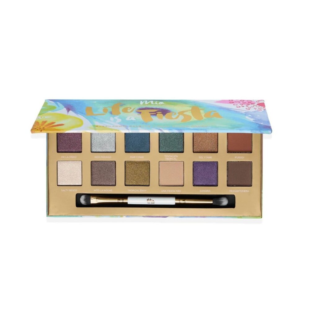 NEW Mia de Mar Life is a Fiesta Eyeshadow Palette Dual Brush Vegan Festival